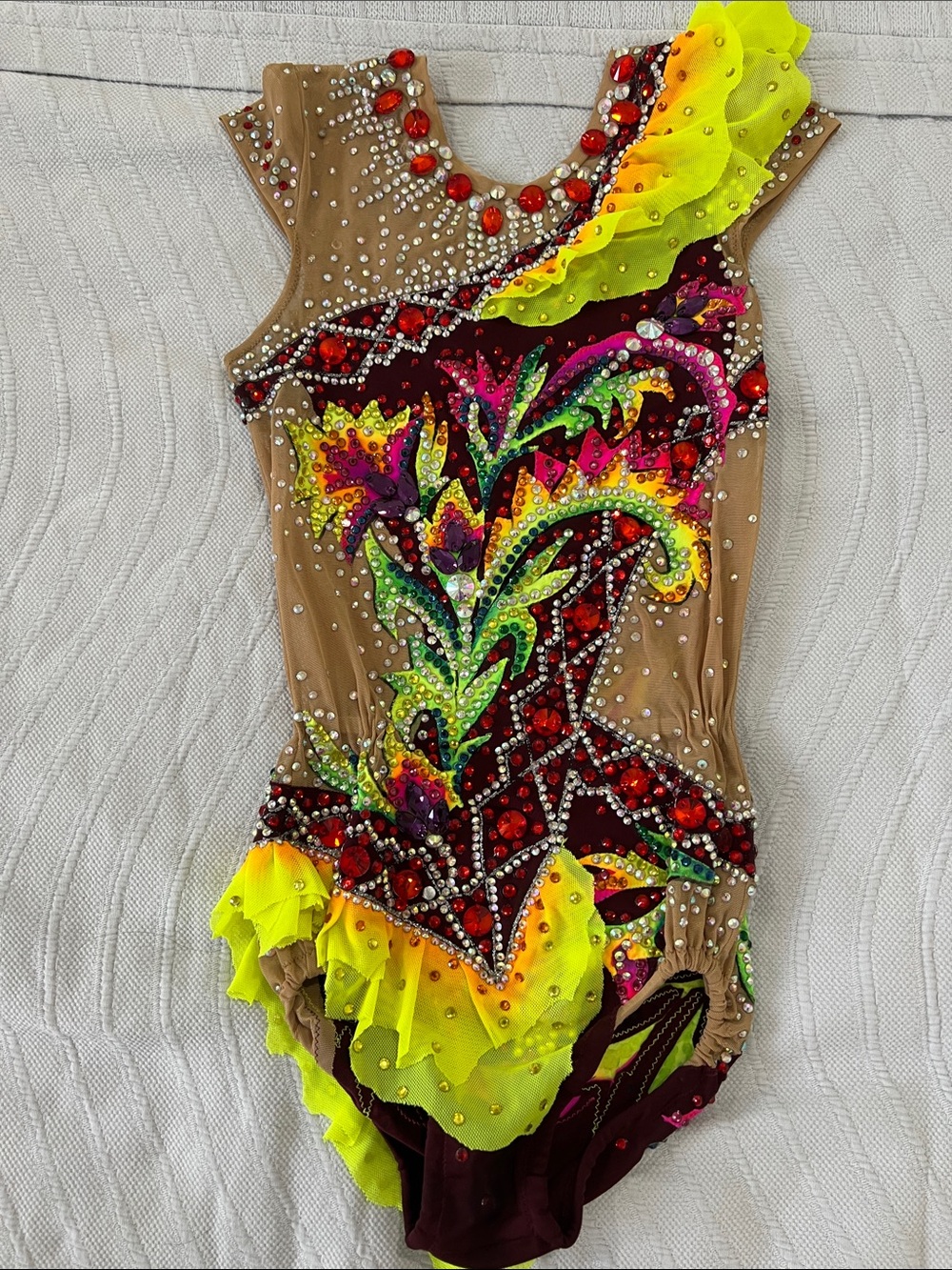 Girls Neon Yellow Multicolor Rhythm Costume